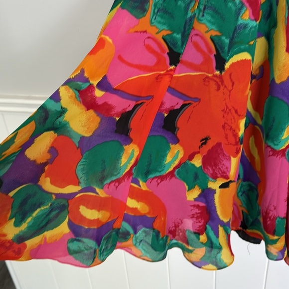 Vintage Mr Edward full Vibrant Floral Sleeveless Dress - Picture 9 of 9
